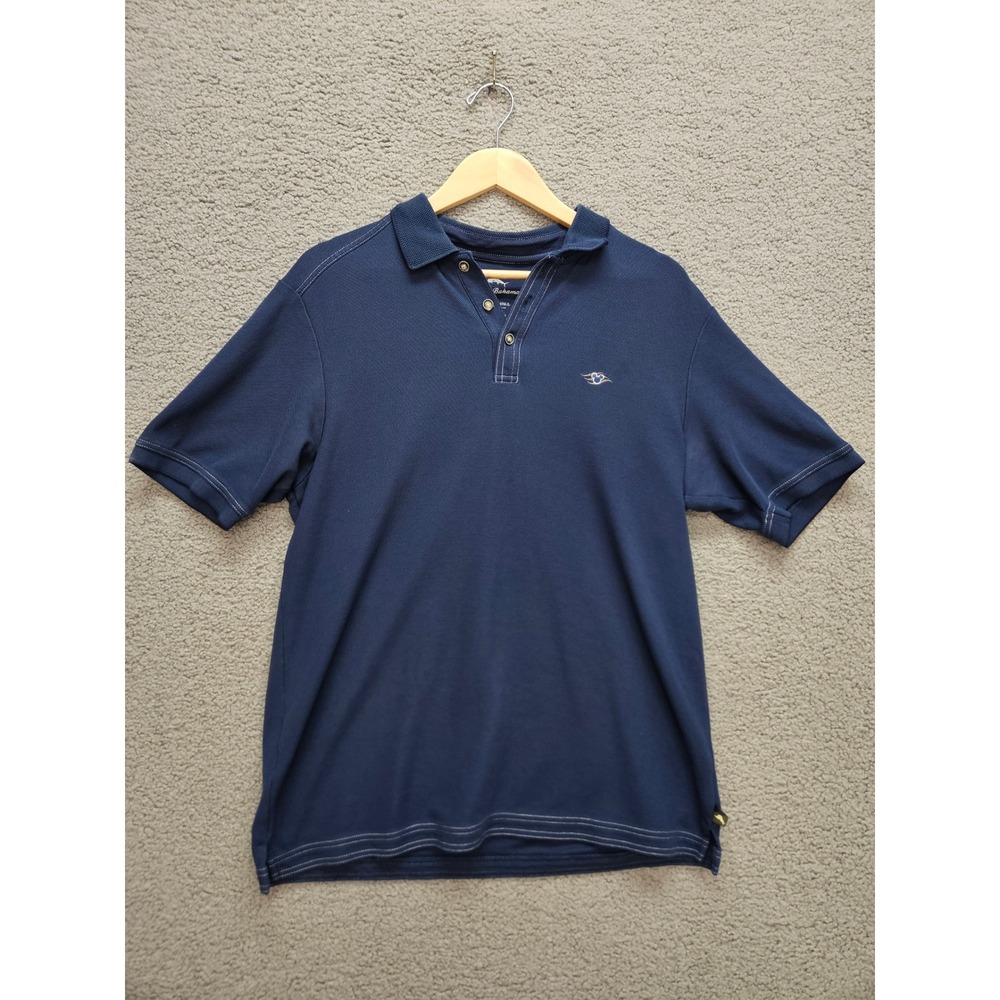Tommy Bahama Polo Shirt Medium Navy Blue Disney Cruise Line Supima Cotton